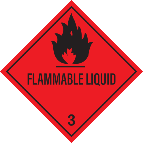 Gevaarsetiket Flammable liquid 3 - sticker - ADR, ADN, IMO, IMDG, RID en IATA