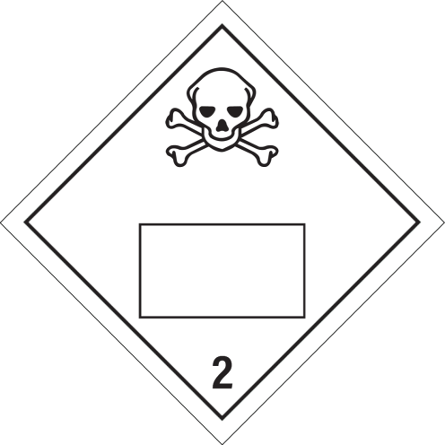 Gevaarsetiket Giftige gassen 2.3 - sticker met un nummer - ADR, ADN, IMO, IMDG, RID en IATA