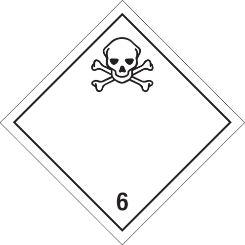 Gevaarsetiket Giftige Stoffen 6.1 - sticker - ADR, ADN, IMO, IMDG, RID en IATA
