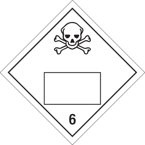 Gevaarsetiket Giftige Stoffen 6.1 - sticker met un nummer - ADR, ADN, IMO, IMDG, RID en IATA