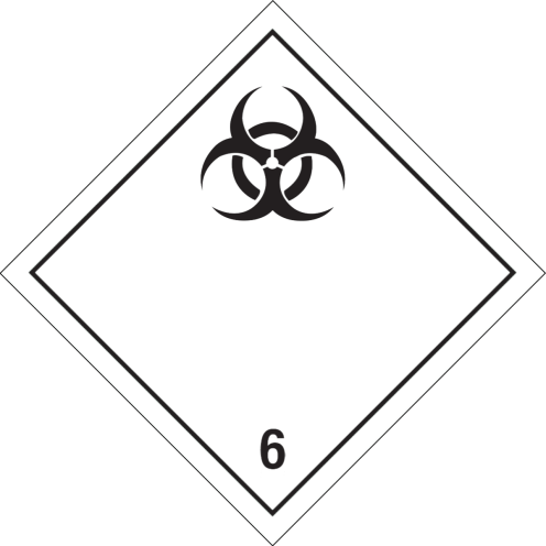Gevaarsetiket Infectueuze Stoffen 6.2 - sticker - ADR, ADN, IMO, IMDG, RID en IATA
