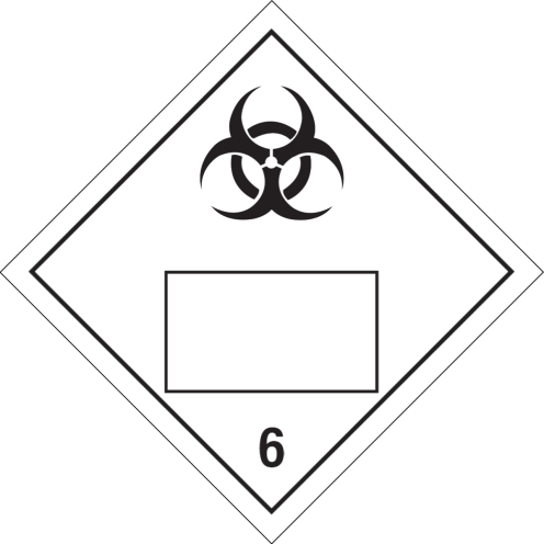 Gevaarsetiket Infectueuze Stoffen 6.2 - sticker met un nummer - ADR, ADN, IMO, IMDG, RID en IATA