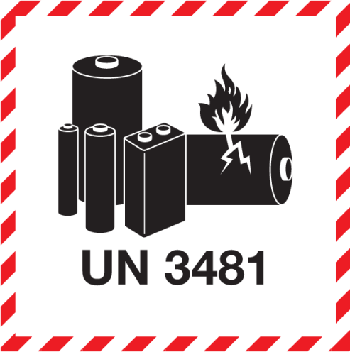 Gevaarsetiket voor Lithium Ion Batterijen UN 3481 - Sticker Label IATA