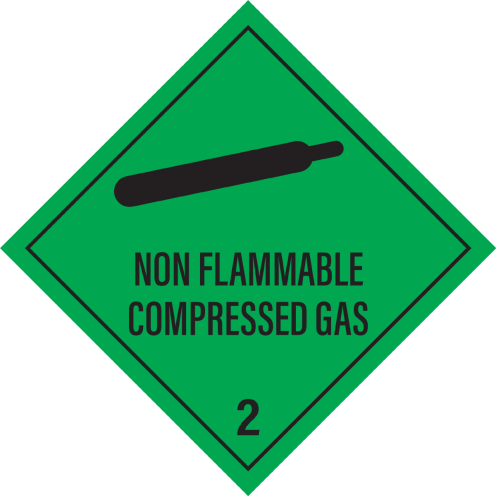 Gevaarsetiket Non Flammable Compressed Gas 2.2 - sticker - ADR, ADN, IMO, IMDG, RID en IATA