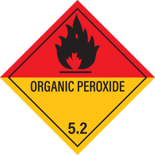 Gevaarsetiket Organic Peroxides 5.2 - sticker - ADR, ADN, IMO, IMDG, RID en IATA