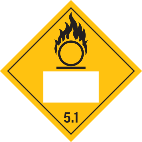 Gevaarsetiket Oxiderende Stoffen 5.1 - sticker met un nummer - ADR, ADN, IMO, IMDG, RID en IATA