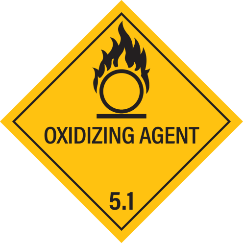 Gevaarsetiket Oxidizing Agent 5.1 - sticker - ADR, ADN, IMO, IMDG, RID en IATA