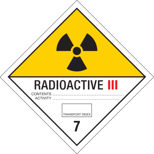 Gevaarsetiket Radioactieve Stoffen 7C - sticker - ADR, ADN, IMO, IMDG, RID en IATA