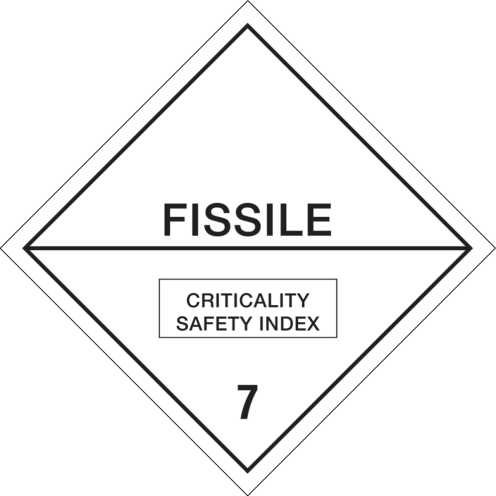Gevaarsetiket Radioactieve Stoffen 7E Fissile - sticker - ADR, ADN, IMO, IMDG, RID en IATA