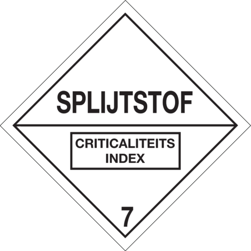 Gevaarsetiket Radioactieve Stoffen 7E Splijtstof - sticker - ADR, ADN, IMO, IMDG, RID en IATA