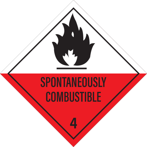 Gevaarsetiket Spontaneously Combustible 4.2 - sticker - ADR, ADN, IMO, IMDG, RID en IATA