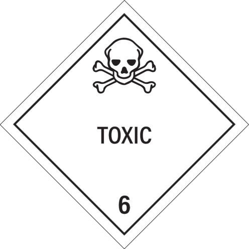 Gevaarsetiket Toxic 6.1 - sticker - ADR, ADN, IMO, IMDG, RID en IATA