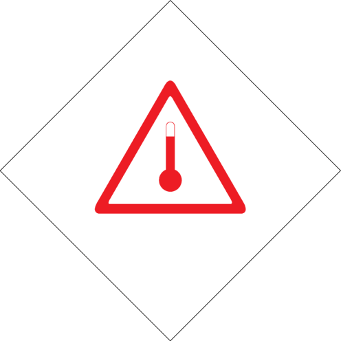 Gevaarsetiket Verhoogde Temperatuur - sticker - ADR, ADN, IMO, IMDG, RID en IATA 