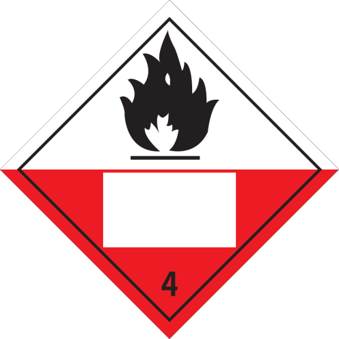 Gevaarsetiket Voor Zelfontbranding Vatbare Stoffen 4.2 - sticker met un nummer - ADR, ADN, IMO, IMDG, RID en IATA