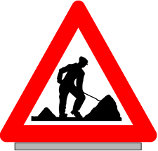 Gevarendriehoek met pictogram waarschuwing "Wegwerkzaamheden" (Aluminium)