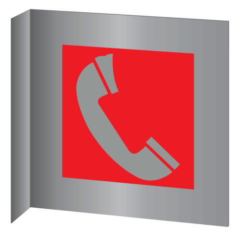 Aluminium haaks bord met brandtelefoon pictogram