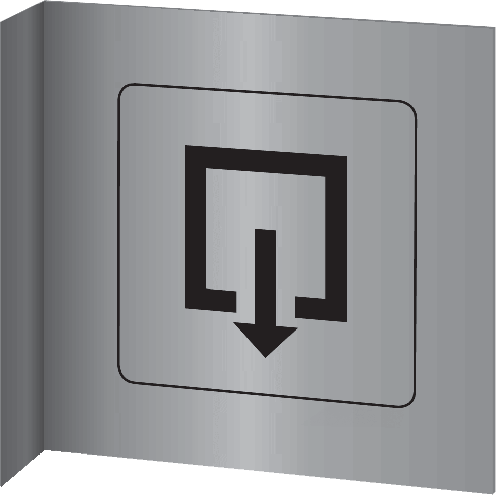 Aluminium haaks bord met pictogram voor aanduiding van de uitgang