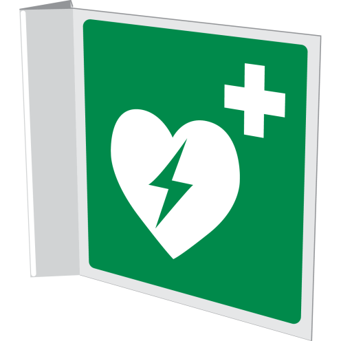 Haaks bord met pictogram AED - ISO 7010