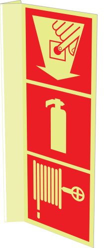 Handmelder, brandblusser, brandhaspel (haaks fotoluminescerend)