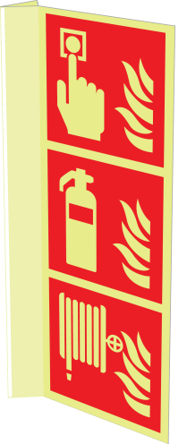 Handmelder, brandblusser, brandhaspel (haaks fotoluminescerend)