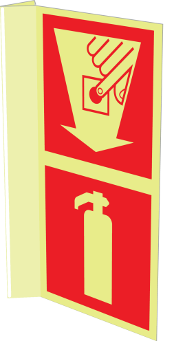 Handmelder, brandblusser (haaks fotoluminescerend)