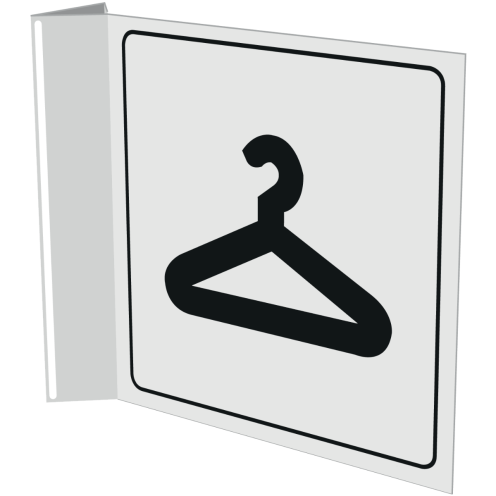 Wit haaks bord met pictogram voor aanduiden garderobe
