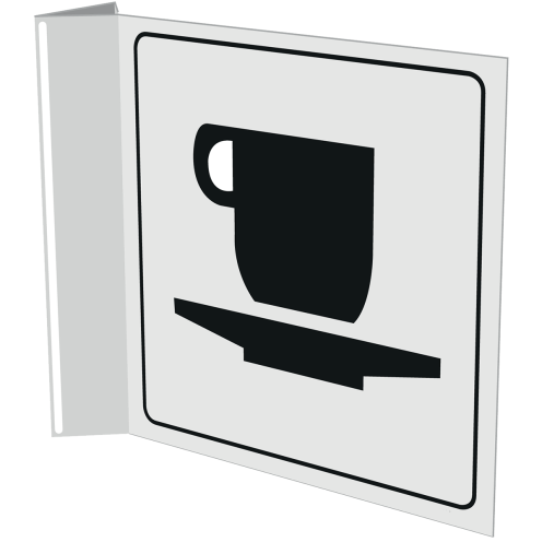 Wit haaks bord met pictogram voor aanduiden koffie corner
