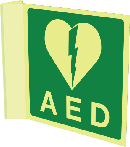 Fotoluminescerend haaks bord met pictogram AED - KB 21-4-2007
