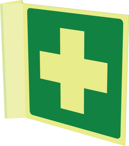 Fotoluminescerend haaks bord met pictogram EHBO - ISO 7010