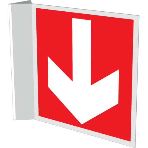 Haaks bord met pictogram van een pijl (Rood met wit)