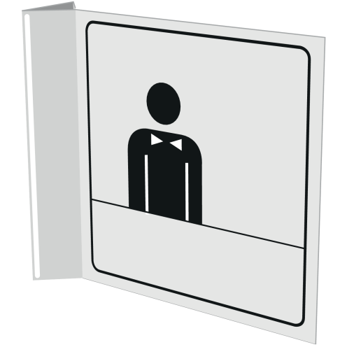 Haaks wit bord met pictogram voor aanduiden receptie