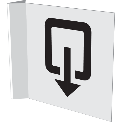 Wit haaks bord met pictogram zonder kader voor aanduiding uitgang