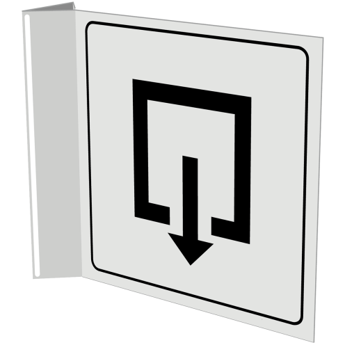 Wit haaks bord met pictogram voor aanduiden uitgang