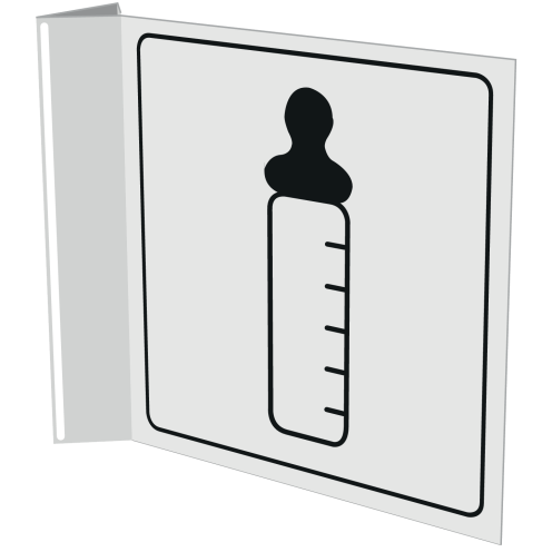 Wit haaks bord met pictogram fles voor aanduiden voedingsruimte