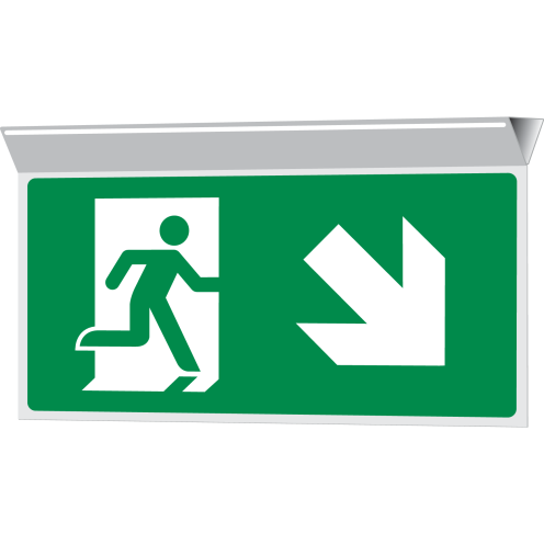 Bord haaks plafond nooduitgang rechts naar beneden