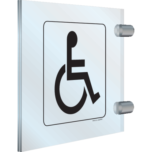 Dubbelzijdig plexiglas haaks bord voor aanduiding ruimte mindervaliden