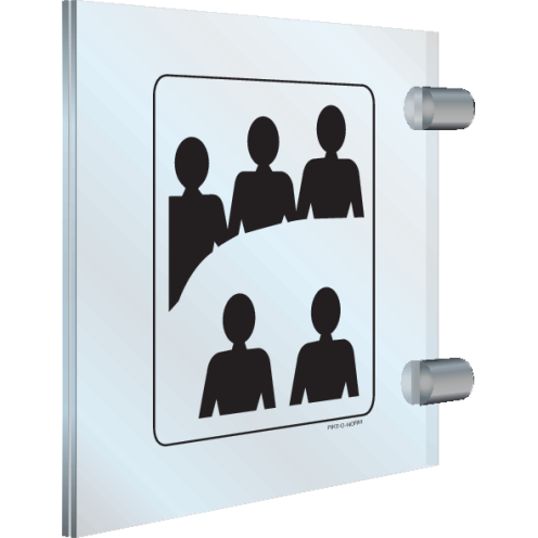 Dubbelzijdig plexiglas haaks bord met pictogram voor het aanduiden van een vergaderruimte