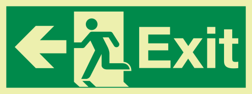 Fotoluminescerende sticker met IMO pictogram Nooduitgang Links