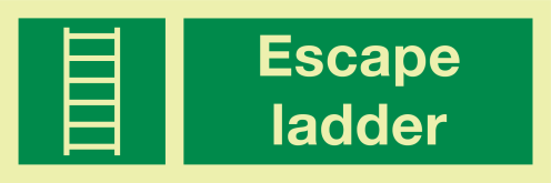 Fotoluminescerende sticker met IMO pictogram en tekst Vluchtladder