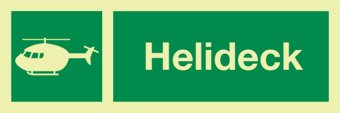 Fotoluminescerende sticker met IMO pictogram en tekst helicopter dek