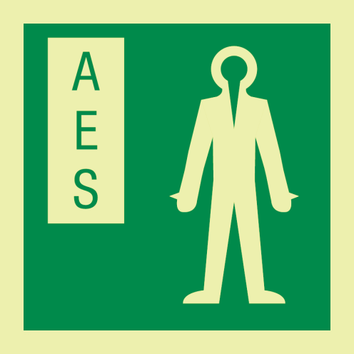 Fotoluminescerende sticker met IMO pictogram anti blootstellingspak