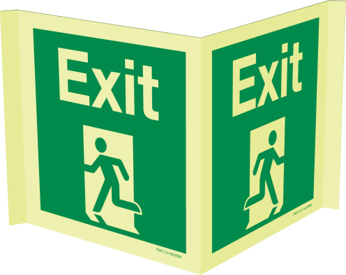 Fotoluminescerend panorama bord met IMO pictogram uitgang