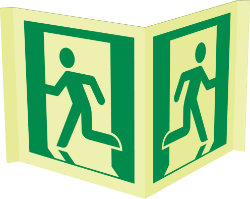 Fotoluminescerend panorama bord met IMO pictogram nooduitgang