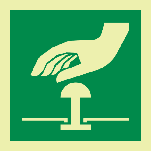 Fotoluminescerende sticker met IMO pictogram noodstop