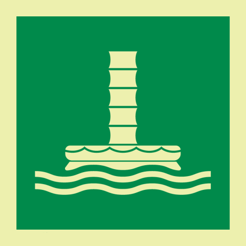 Fotoluminescerende sticker met IMO pictogram evacuatie trechter