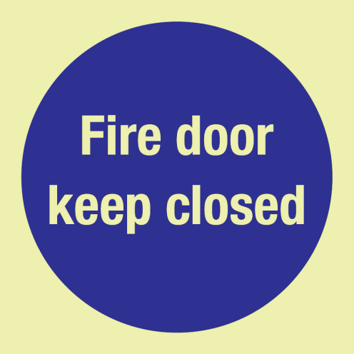 Fotoluminescerende sticker met IMO Sign Fire door keep closed