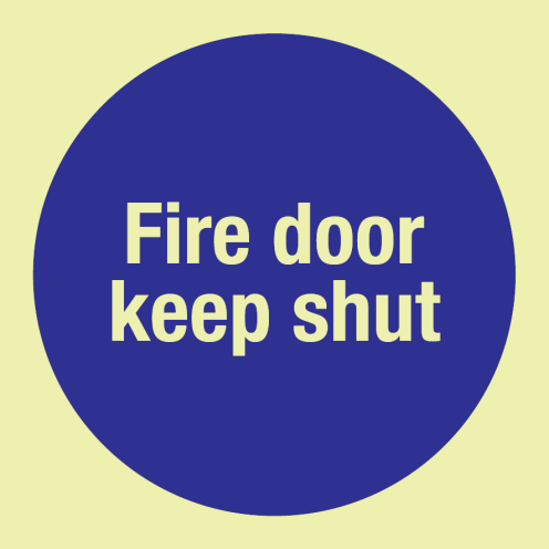 Fotoluminescerende sticker met IMO Sign Fire door keep shut