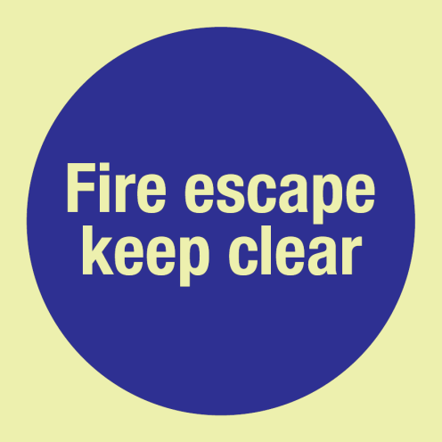 Fotoluminescerende sticker met IMO Sign Fire escape keep clear