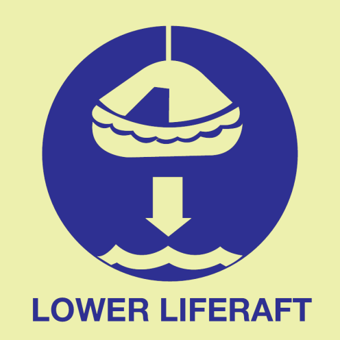 Fotoluminescerende sticker met IMO Sign Lower Liferaft