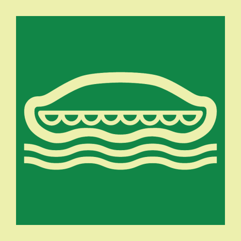 Sticker met IMO pictogram van een reddingsboot